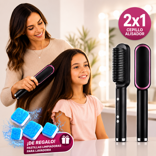 Cepillo Alisador 2x1 + Pack Pastillas Limpiadoras para Lavadora